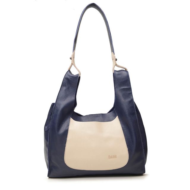 Bolsa de Couro - RELUZIR - Azul Anil e Off White 