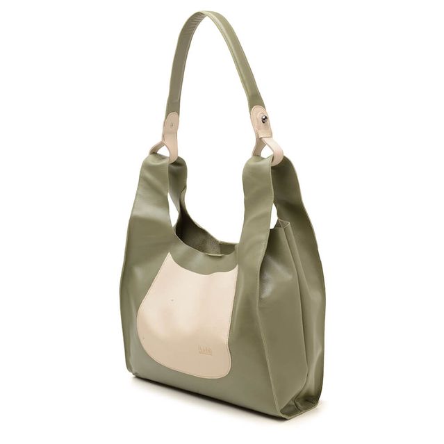 Bolsa de Couro - RELUZIR - Sálvia e Off White