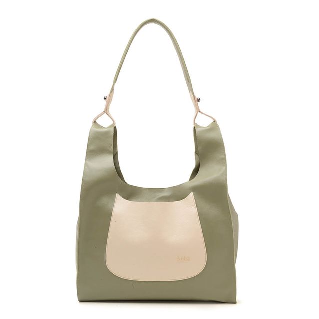 Bolsa de Couro - RELUZIR - Sálvia e Off White