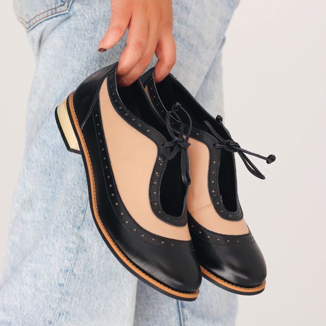 Oxford - AMSTERDÃ - Preto e Nude - 664.01