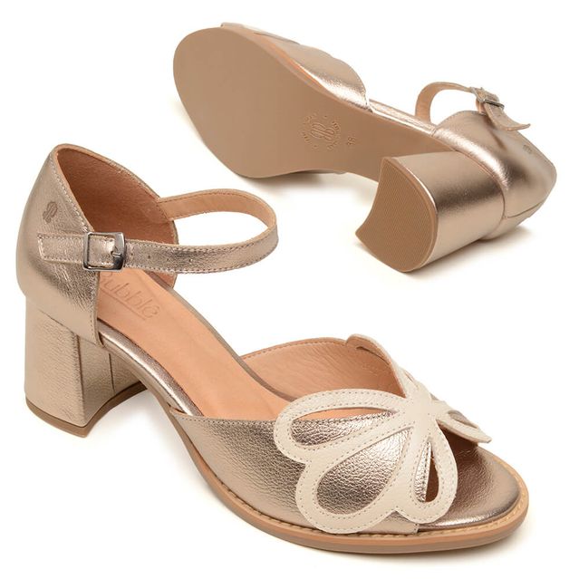 Sandália - BORBOLETA - Champagne E Off White - 177.67