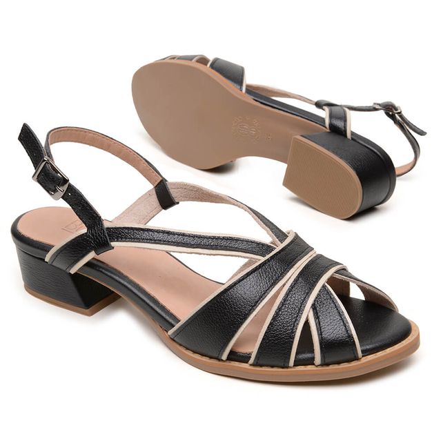 Sandália - ELEVAR - Preta e Off White - 965.17