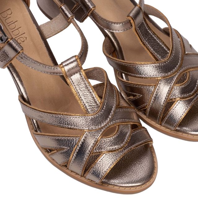 Sandália Peep Toe - DUNAS - Champagne e Bronze - 177.70 