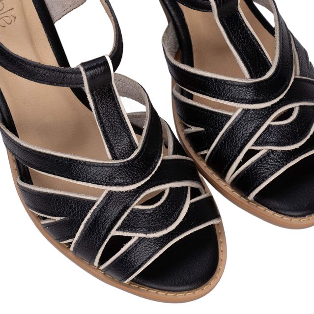 Sandália Peep Toe - DUNAS - Preta e Off White - 177.70