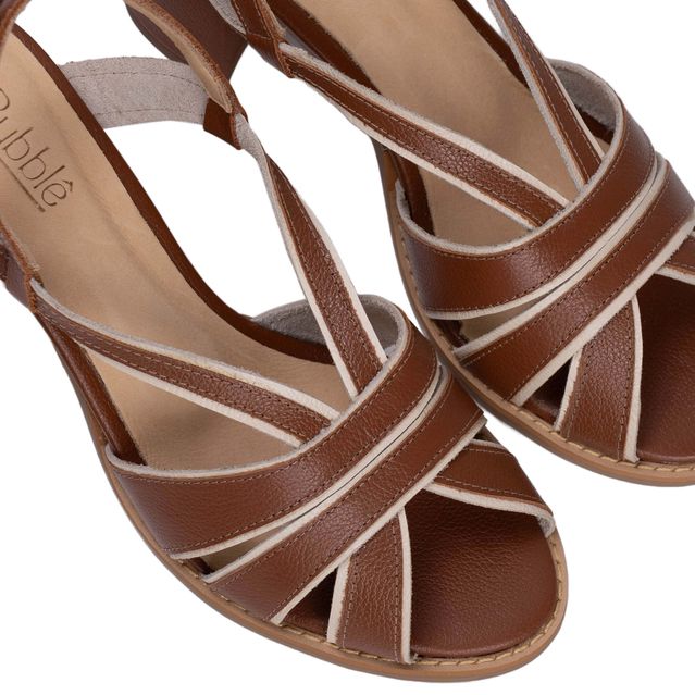 Sandália Peep Toe - EVOLUIR - Chocolate e Off White - 177.52 