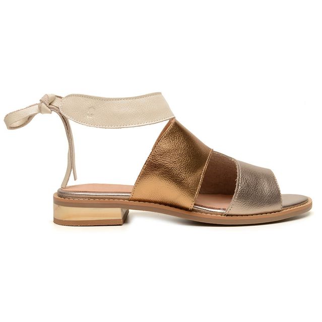 Sandália Rasteira - AURORA - Champagne, Bronze E Off White - 842.82
