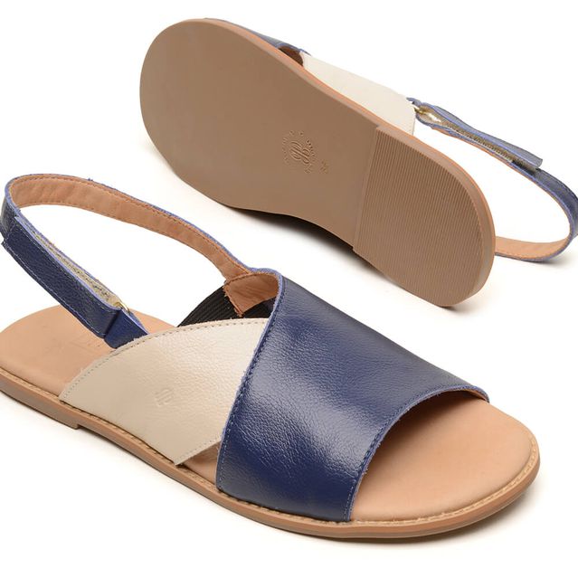 Sandália Rasteira - FLUIR - Azul Anil e Off White - 882.01