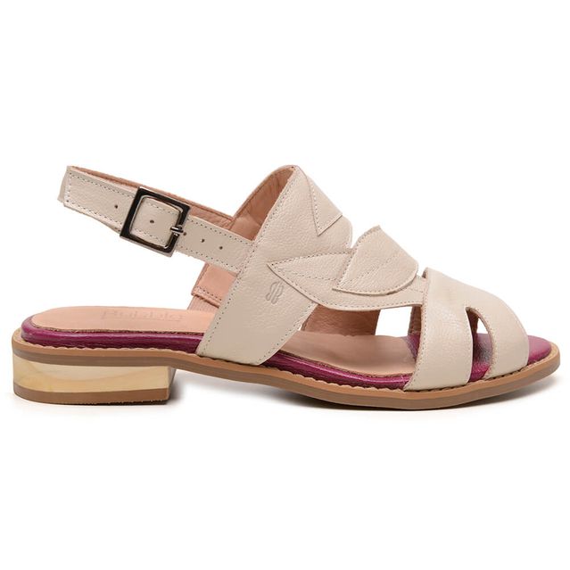 Sandália Rasteira - FOLHA - Off White e Pitaya - 842.96