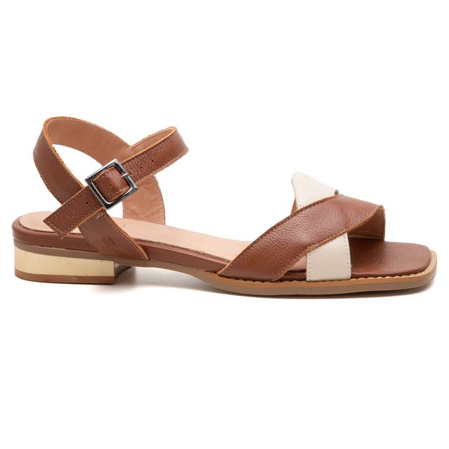 Sandália Rasteira - RENASCER - Chocolate e Off White - 914.40 