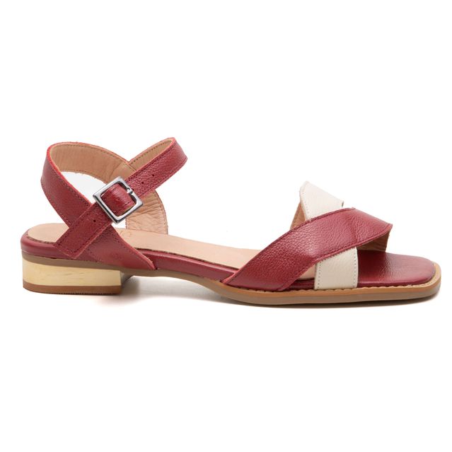 Sandália Rasteira - RENASCER - Vermelha e Off White - 914.40