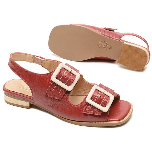 Sandália Rasteira - TEMPO - Vermelha E Off White - 914.30