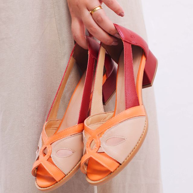 Sapato Peep Toe - CRIATIVO - Papaya, Nude e Cardeal - 965.22