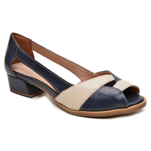 Sapato Peep Toe ENERGIA - Azul Marinho e Off White - 965.14 