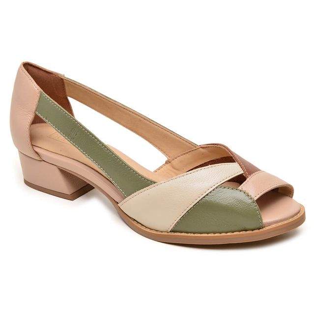 Sapato Peep Toe ENERGIA - Nude, Sálvia, Chocolate E Off White - 965.14 