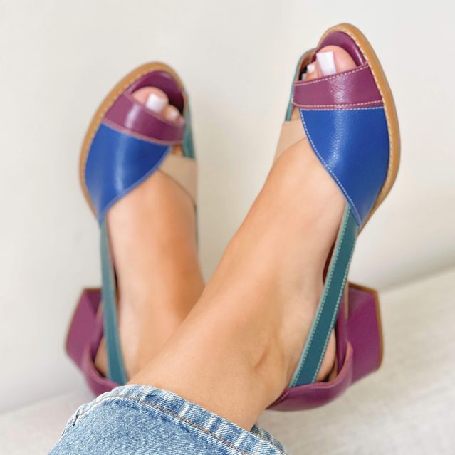 Sapato Peep Toe ENERGIA - Purple, Petróleo, Azul e Nude - 965.14 