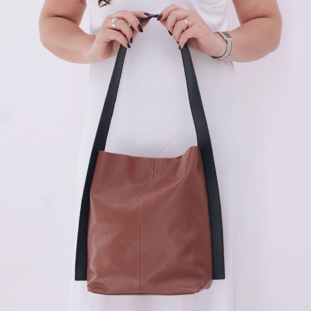 Bolsa de Couro - ASAS - Chocolate e Preto