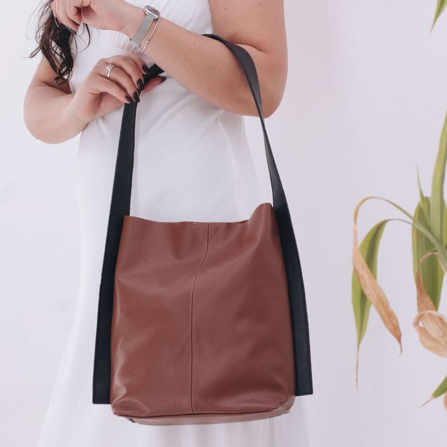 Bolsa de Couro - ASAS - Chocolate e Preto