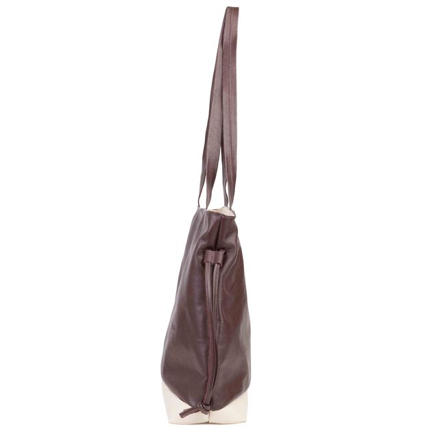 Bolsa de Couro - AURA - Madeira e Off White