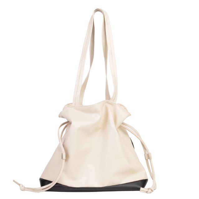 Bolsa de Couro - AURA - Off White e Preta