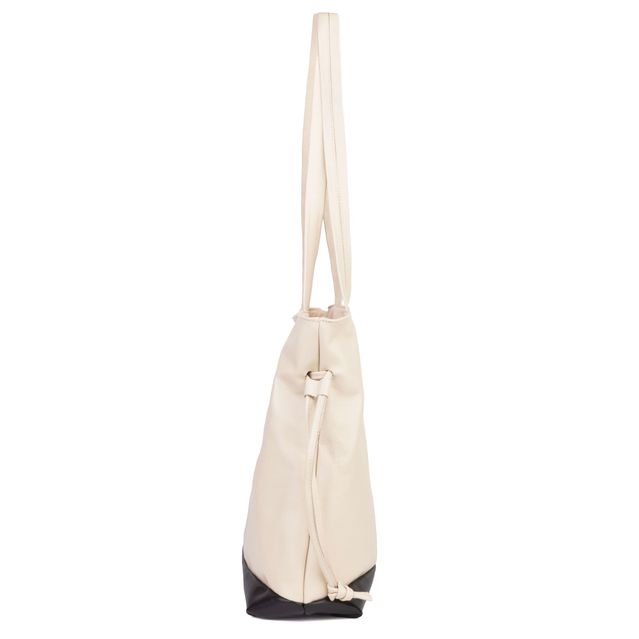 Bolsa de Couro - AURA - Off White e Preta