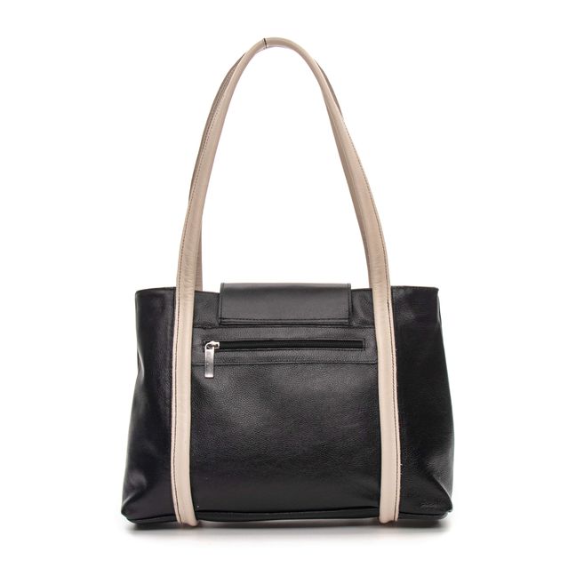 Bolsa de Couro - DESTINO - Preta e Off White