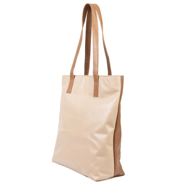 Bolsa de Couro - ENVELOPE - Nude e Caramelo