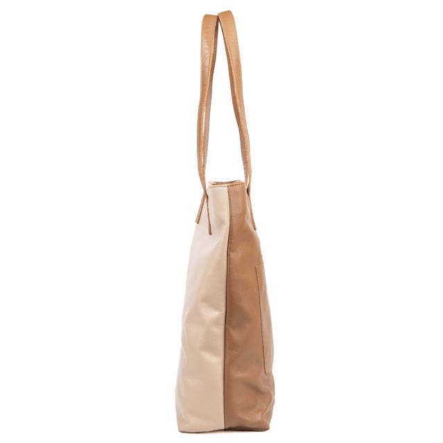 Bolsa de Couro - ENVELOPE - Nude e Caramelo