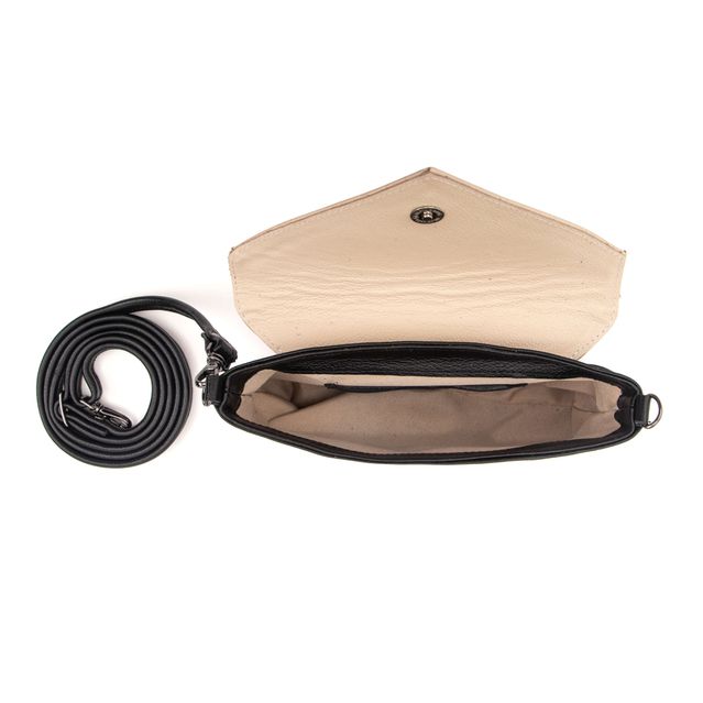 Bolsa de Couro - ENVELOPINHO - Preta e Off White
