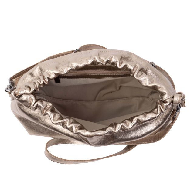 Bolsa de Couro Legítimo Champagne - HARMONIA GRANDE