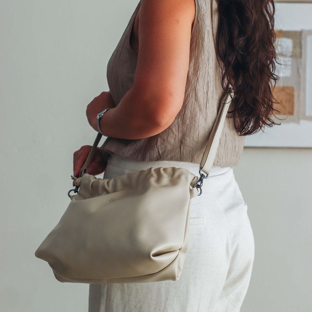 Bolsa de Couro Legítimo Off White - HARMONIA GRANDE