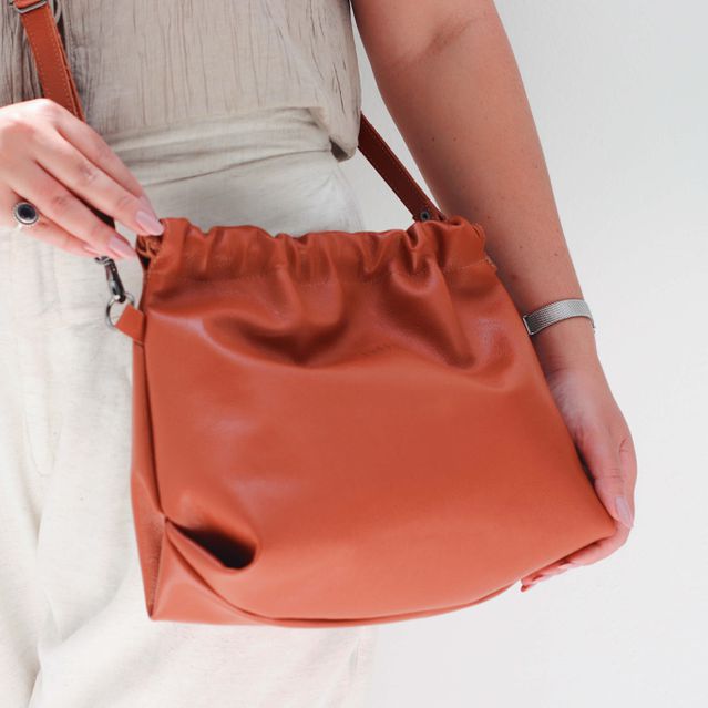 Bolsa de Couro Legítimo Telha - HARMONIA GRANDE