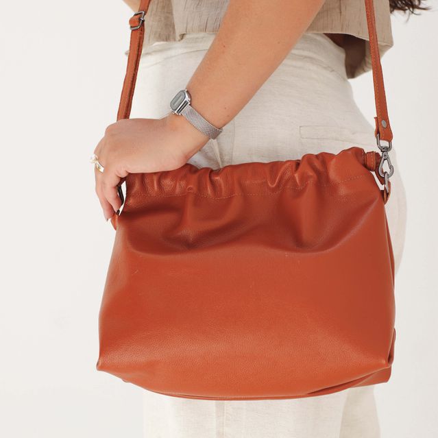 Bolsa de Couro Legítimo Telha - HARMONIA GRANDE
