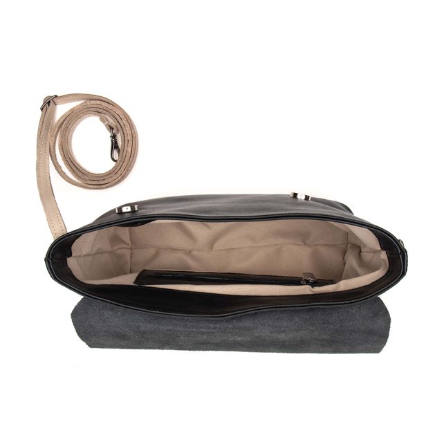 Bolsa de Couro - LUZ - Preta e Off White