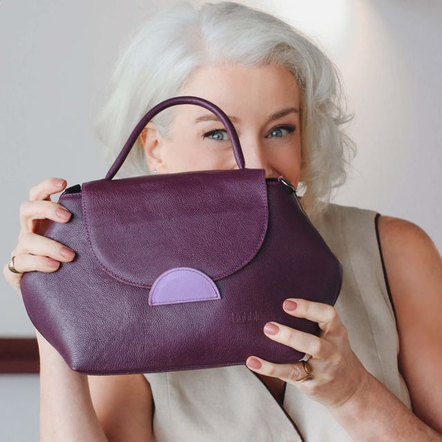 Bolsa de Couro - Mini NASCENTE - Ameixa e Lavanda