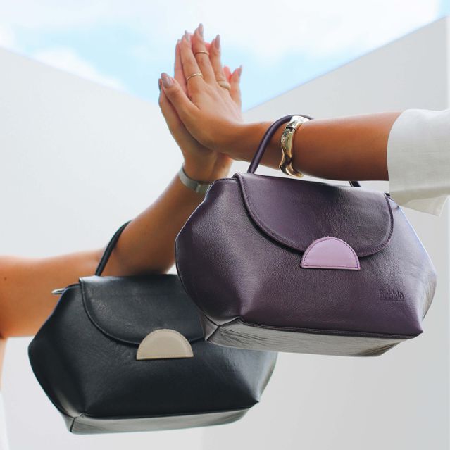 Bolsa de Couro - Mini NASCENTE - Ameixa e Lavanda