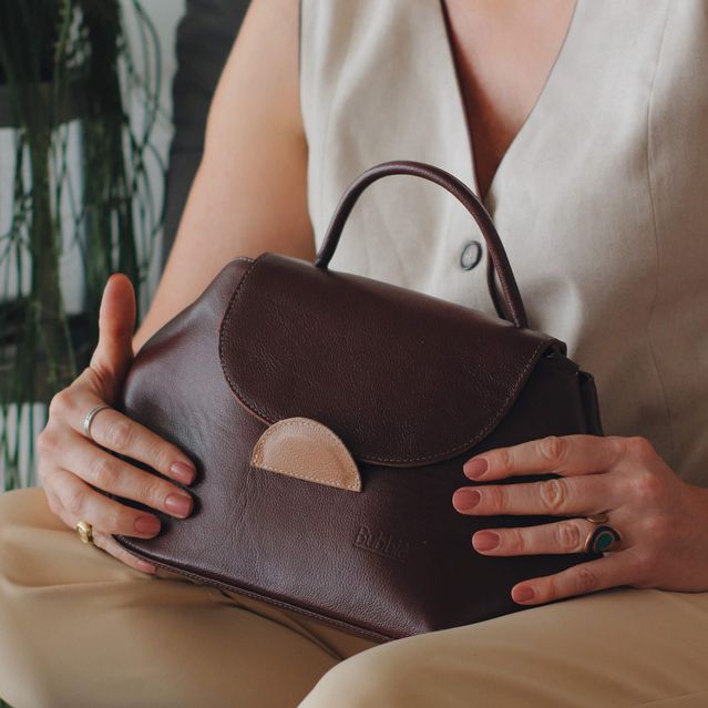 Bolsa de Couro - Mini NASCENTE - Madeira e Bali