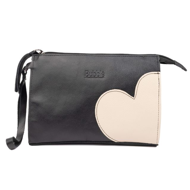 Bolsinha Coração - Preto e Off White