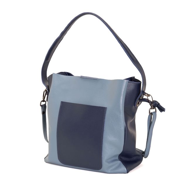 Bolsa de Couro - ENCANTO - Azul Anil e Azul Hortência