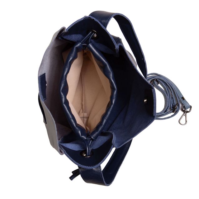 Bolsa de Couro - ENCANTO - Azul Anil e Azul Hortência