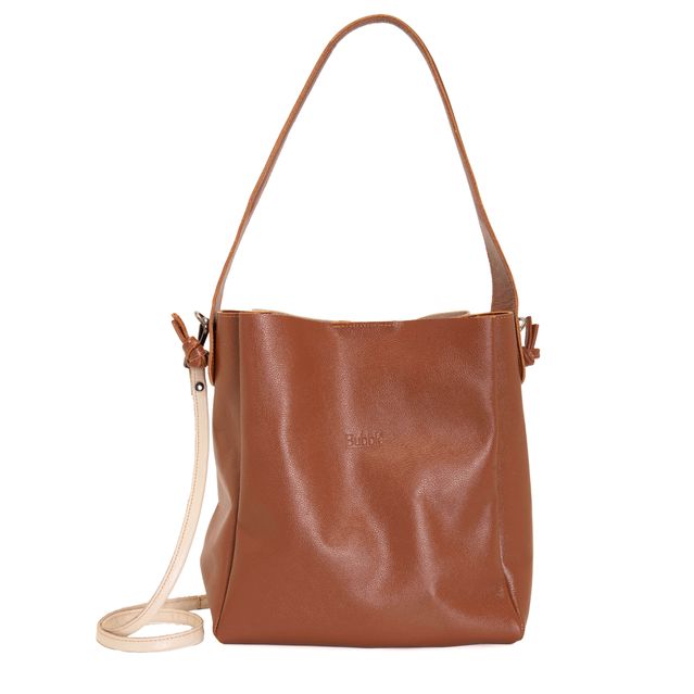 Bolsa de Couro - ENCANTO - Chocolate e Off White