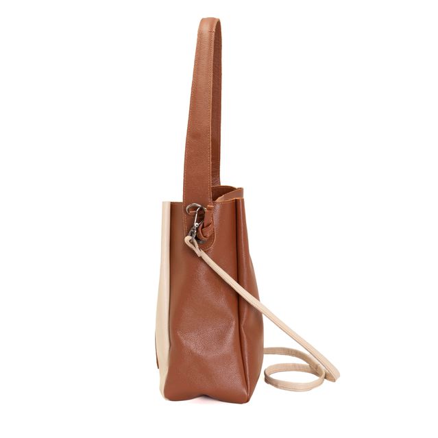 Bolsa de Couro - ENCANTO - Chocolate e Off White