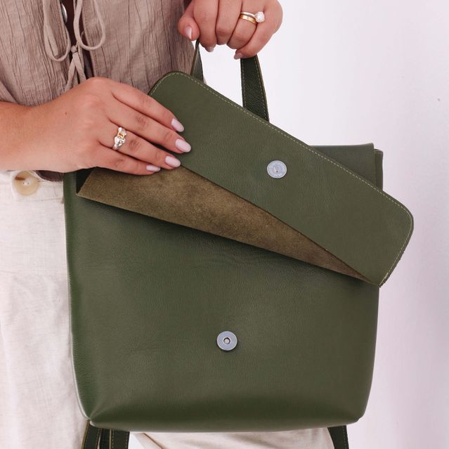 Mochila de Couro - LOTUS - Verde Cacto