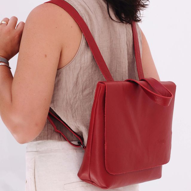 Mochila de Couro - LOTUS - Vermelha