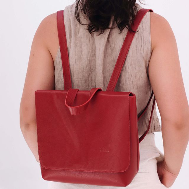 Mochila de Couro - LOTUS - Vermelha