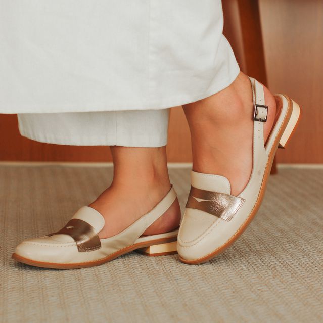 Mule - LEVEZA - Off White e Champagne - 664.51