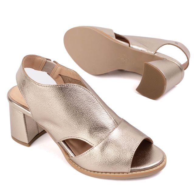 Sandália Peep Toe Champagne - VENEZA