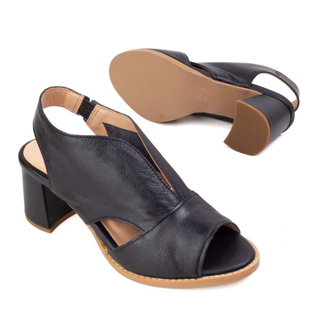 Sandália Peep Toe Preta - VENEZA