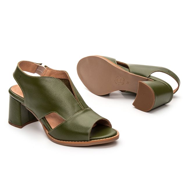 Sandália Peep Toe Verde Cacto - VENEZA