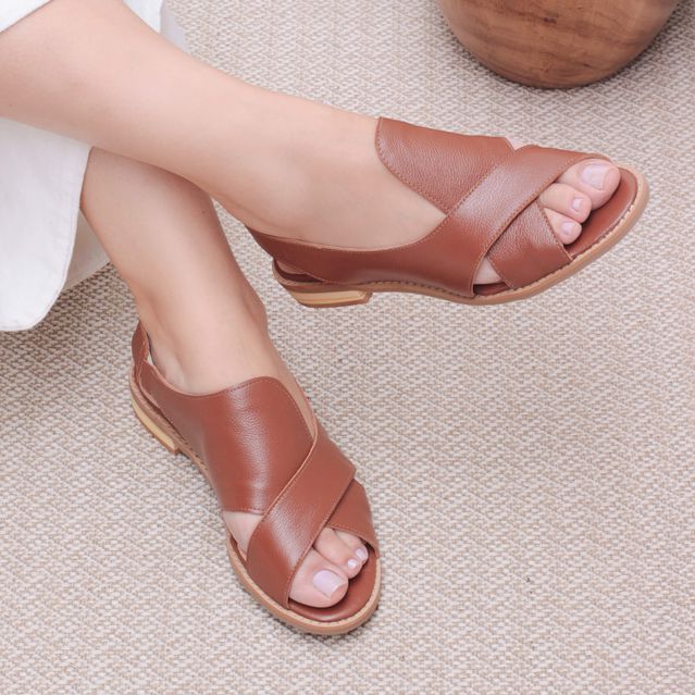 Sandália Rasteira - ALENTO - Chocolate - 842.31