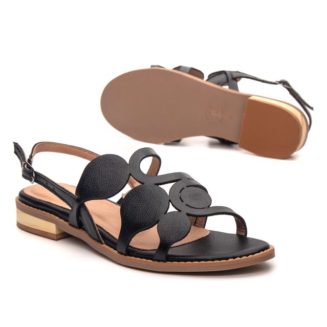 Sandália Rasteira - AMANHECER - Preta - 842.116